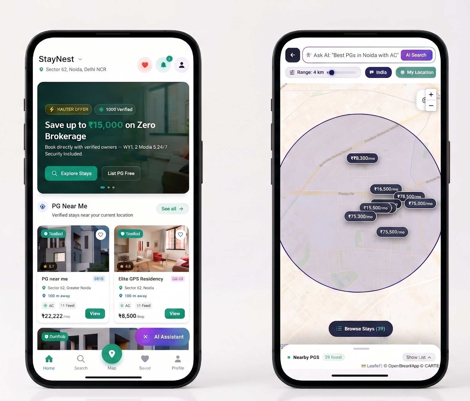 SpaceSeeks Mobile App Dual Screen Preview
